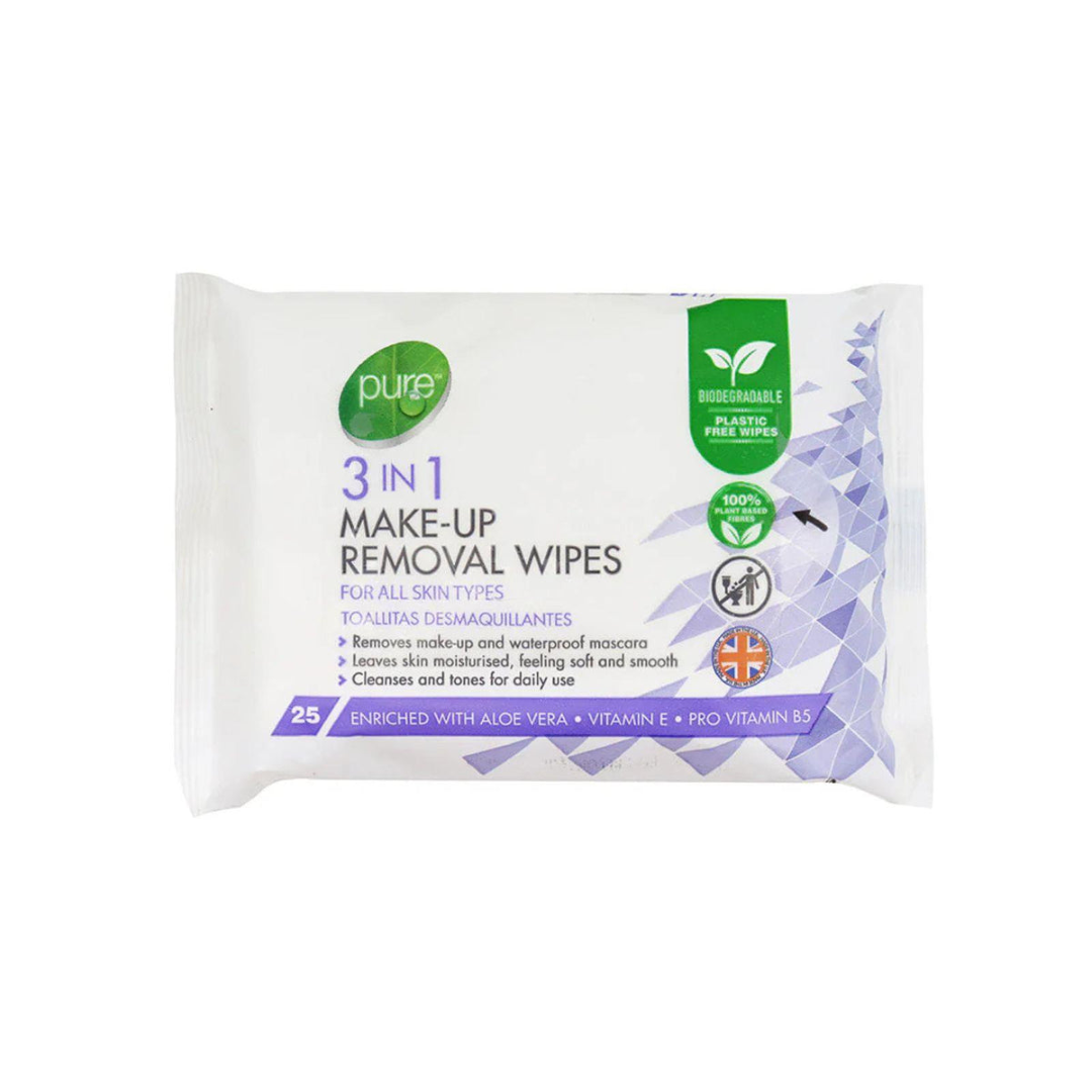PURE 3IN1 MAKE UP REMOVAL WIPES 25s